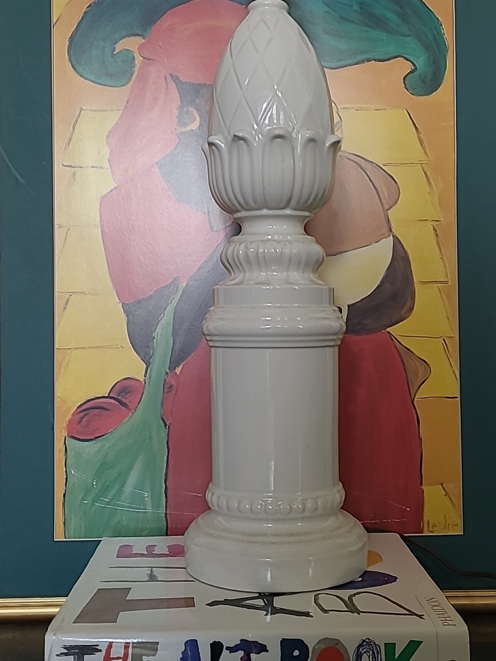 VINTAGE LAQUERED PINEAPPLE COLUMN TABLE LAMP